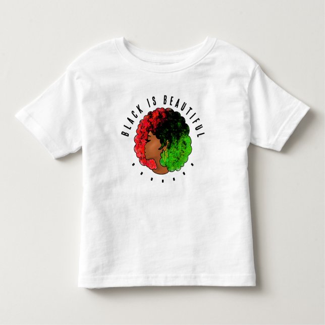 Camiseta Infantil Mulher negra pan-africana, orgulho verde vermelho  (Frente)