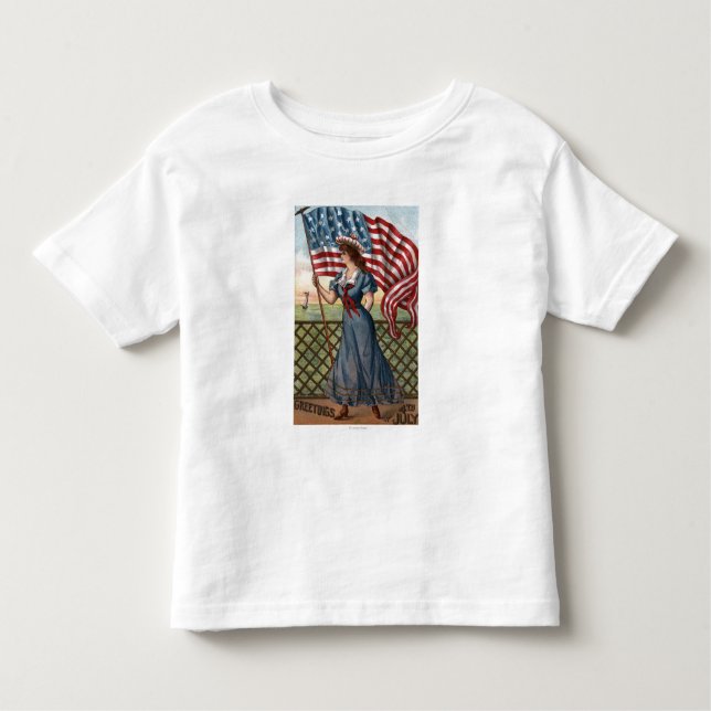 Camiseta Infantil Mulher Vestida Patrioticamente (Frente)