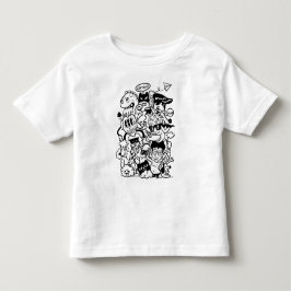 Camiseta Infantil Multidão de Personagens de Desenhos Animados Excên