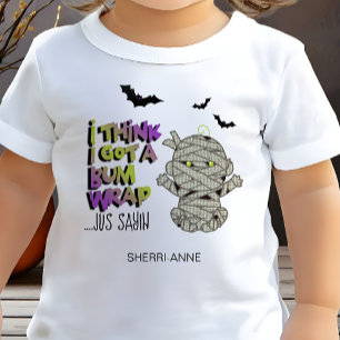 Camiseta Infantil Múmia Bebê Verde Enfaixada de Halloween ID683