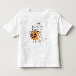 Camiseta Infantil Múmia de Cartoon Laranja Spooky Com Pumpkin