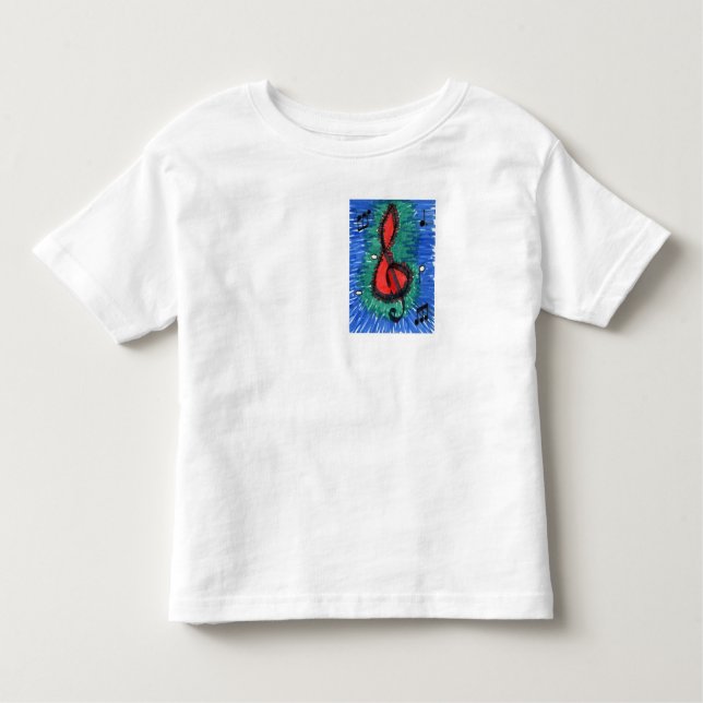 Camiseta Infantil Música ama notas musicais azuis e vermelhas tee br (Frente)