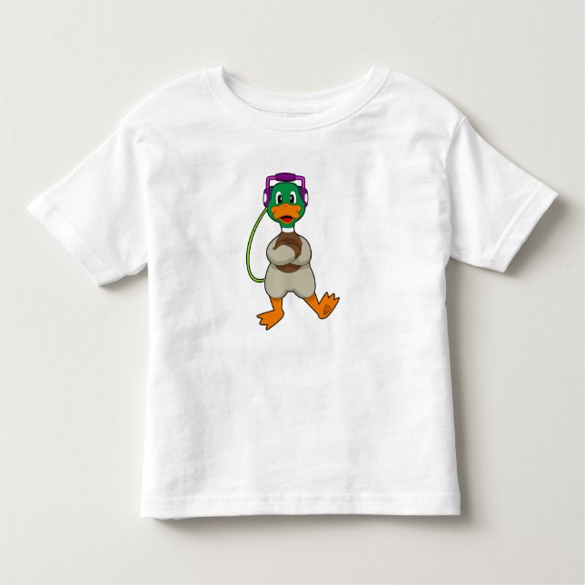 Camiseta Infantil Música dos fones de ouvido do Duck (Frente)