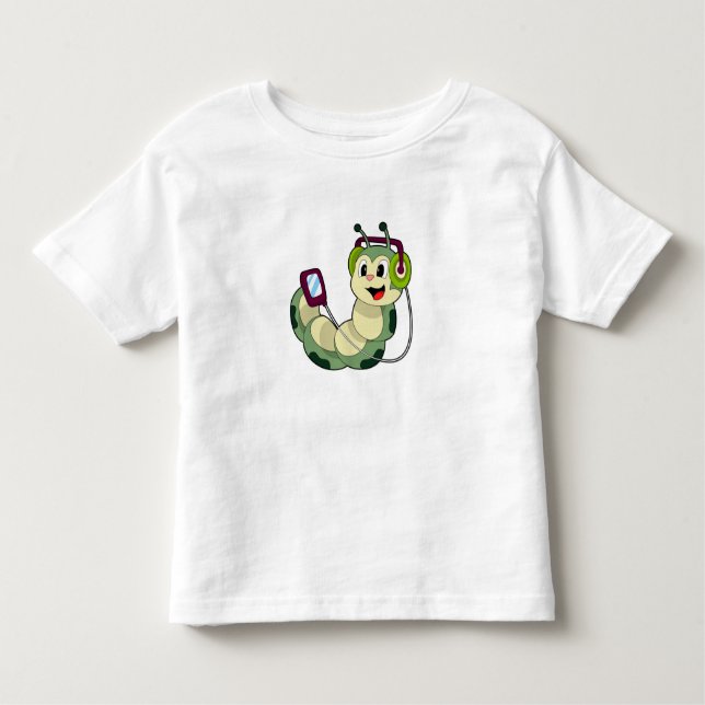 Camiseta Infantil Música para auscultadores da lagarta (Frente)