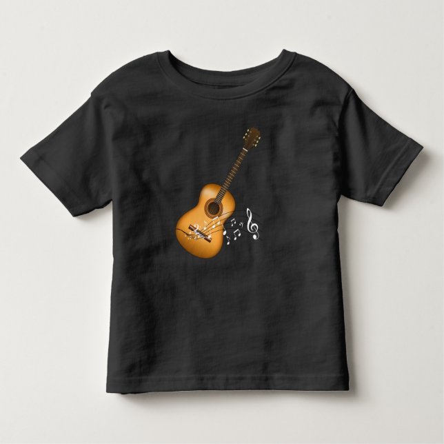 Camiseta Infantil Músico de Notas Musicais do Aoustic Guitar Player (Frente)