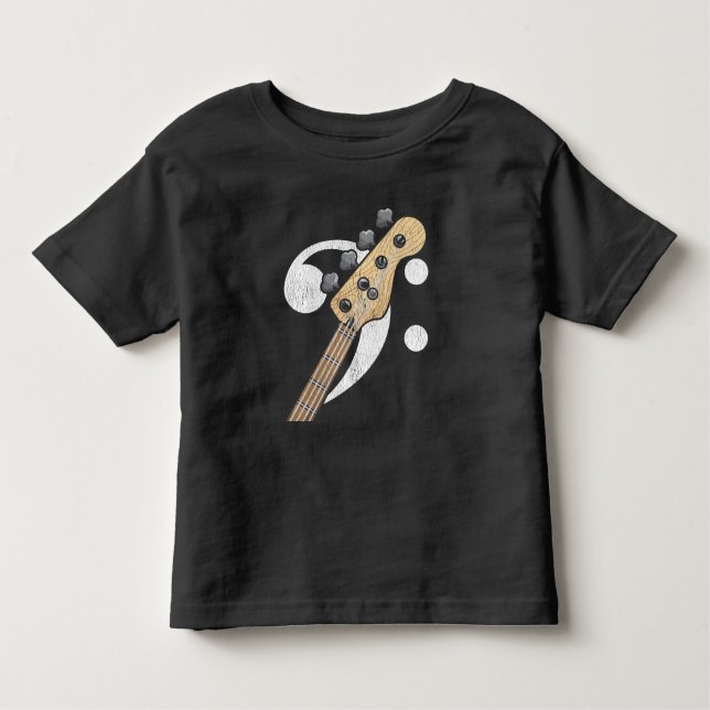 Camiseta Infantil Músico do tocador de violão da Bass Clef (Frente)