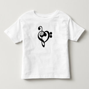 Camiseta Infantil Músico Música Coração -Clave de Sol Fá