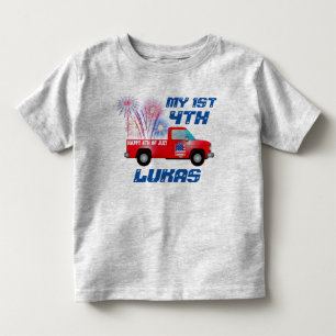 Camiseta Infantil MY 1RUA 4 de julho Red White Fireworks
