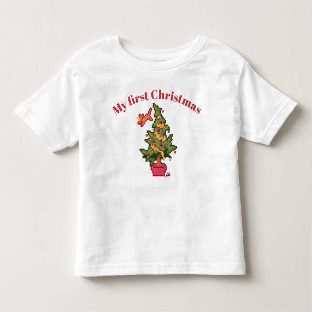 Camiseta Infantil My first Christmas pixel art, pixelart (Frente)