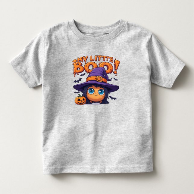 Camiseta Infantil My Little Boo Cute Halloween Ghost in Witch Hat (Frente)