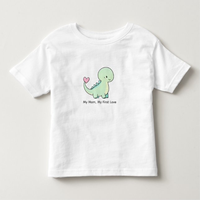Camiseta Infantil My Mom, My First Love Cute Dino Shirt for Kids (Frente)