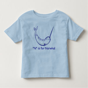 Camiseta Infantil N é para Narwhal aprende soletrar