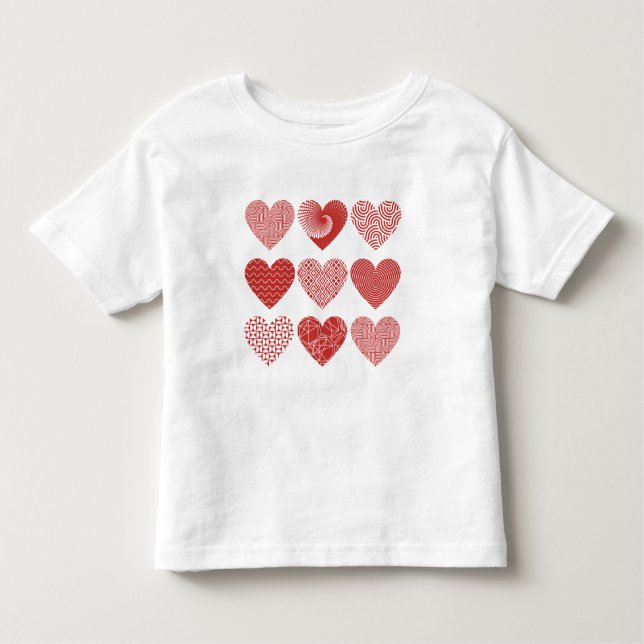 Camiseta Infantil Namorados doce doce doce doce padrão cardíaco verm (Frente)