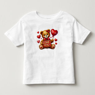 Camiseta Infantil Namorados Eu Te Amo Vermelho De Urso Teddy