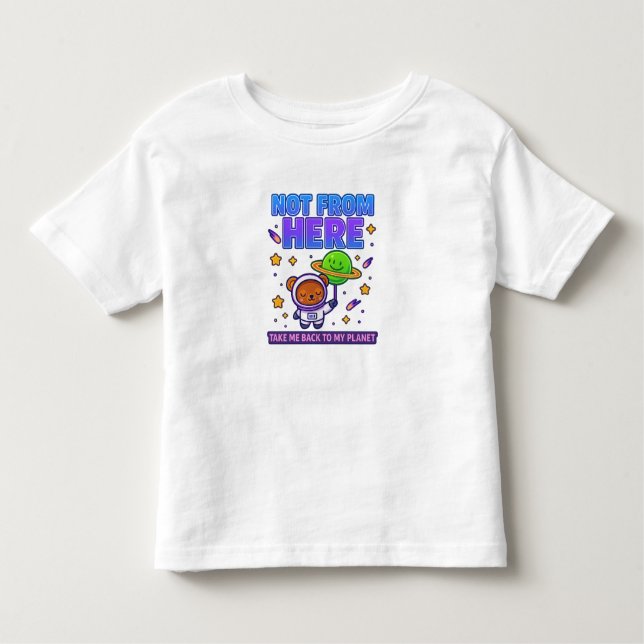 Camiseta Infantil Não Daqui, Urso Astronauta (Frente)