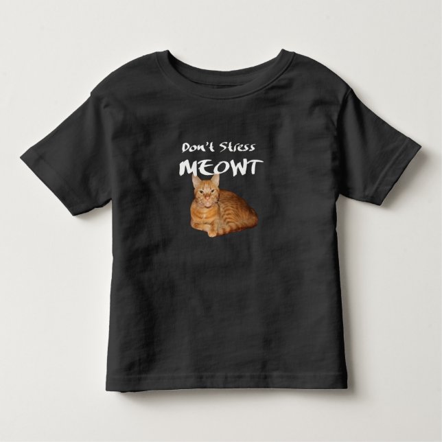 Camiseta Infantil Não Stress Meowt - O Gato Laranja me estressa (Frente)