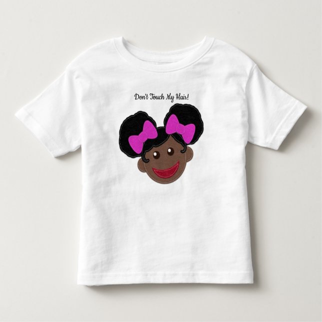 Camiseta Infantil Não toque no meu cabelo | Afro Puff Girl Cute (Frente)