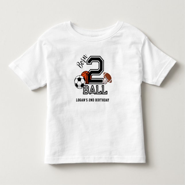 Camiseta Infantil Nascer 2 Ball Sports Theme Boy Party (Frente)