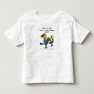 Camiseta Infantil Nascido no Ano do Dragão 2024 Zodíaco Chinês