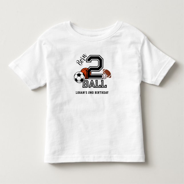 Camiseta Infantil Nascido para Jogar Esportes Tema Menino Aniversári (Frente)
