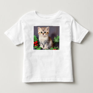Camiseta Infantil Natais vintages Kitten e Holly