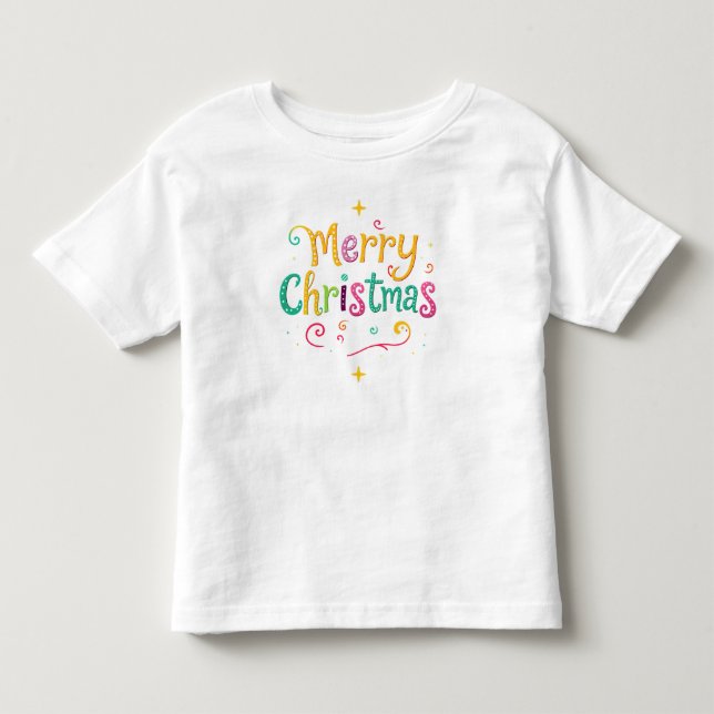 Camiseta Infantil Natal alegre e frio brilhante (Frente)