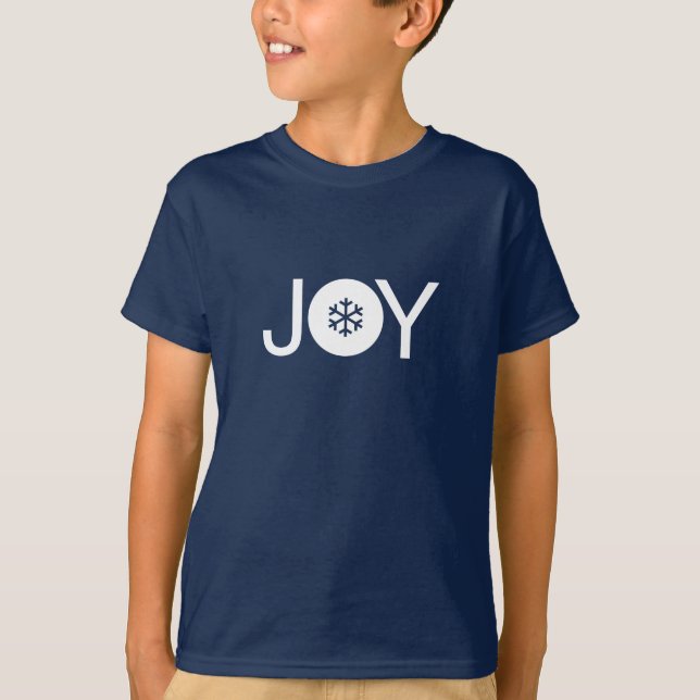 Camiseta Infantil Natal Alegria Azul e Branco (Frente)