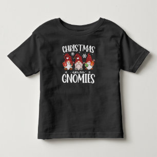 Camiseta Infantil Natal Com Meus Gnomos Búfalo Xadrez Vermelho Gnome