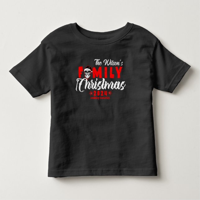 Camiseta Infantil Natal da família de Góticos de crânio (Frente)