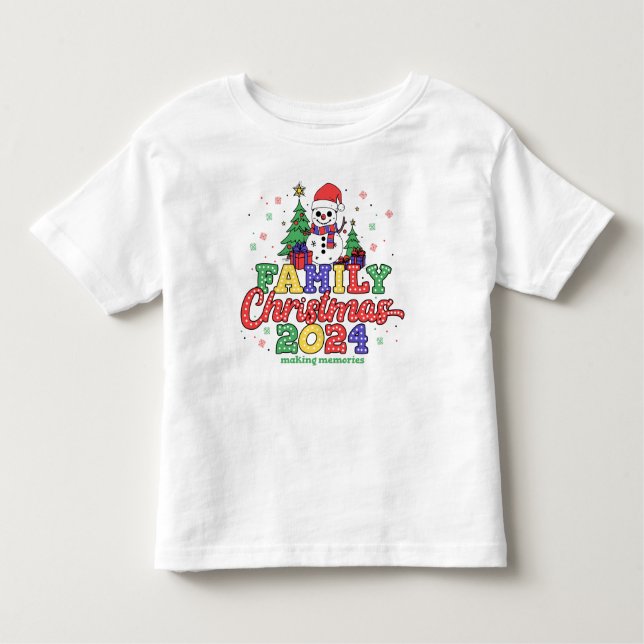 Camiseta Infantil Natal da família Festivo Snowman (Frente)