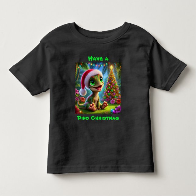 Camiseta Infantil Natal Dinossauro Festivo (Frente)