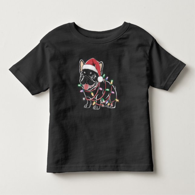 Camiseta Infantil Natal do Buldogue Francês (Frente)
