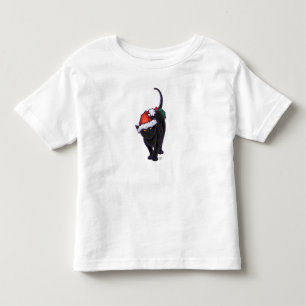 Camiseta Infantil Natal do gato preto de noite estrelado