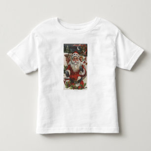 Camiseta Infantil Natal GreetingSanta com cervos e miúdos