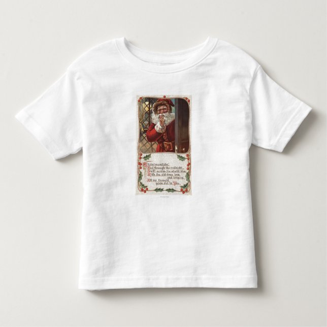 Camiseta Infantil Natal GreetingSanta com mão na barba (Frente)