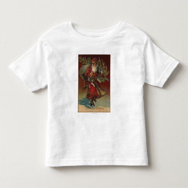 Camiseta Infantil Natal GreetingSanta com presentes # 2 (Frente)