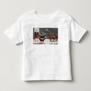Camiseta Infantil Natal GreetingSanta e chaminé
