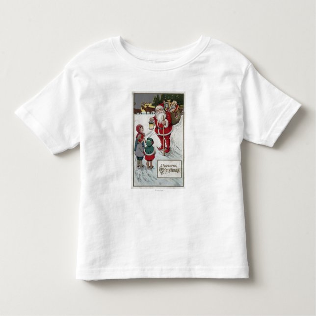 Camiseta Infantil Natal GreetingSanta que fala aos miúdos (Frente)