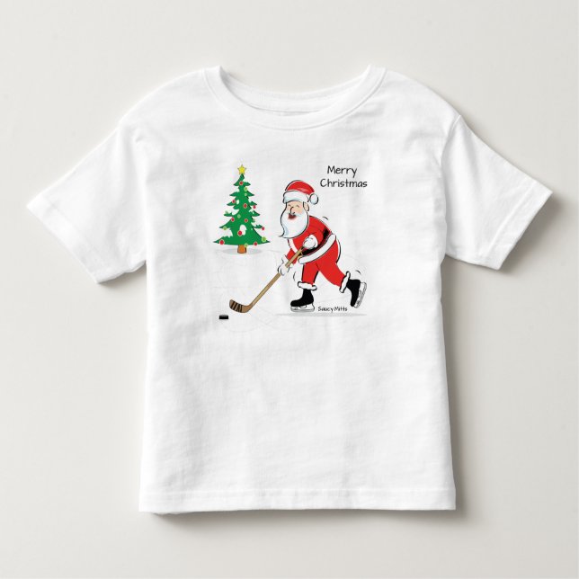 Camiseta Infantil Natal para Papais noeis de hóquei (Frente)