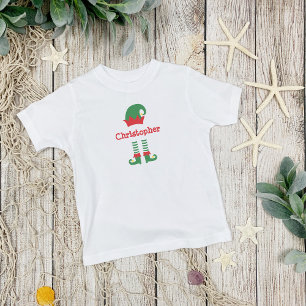 Camiseta Infantil Natal Personalizado Vermelho Verde Elfo Festa de