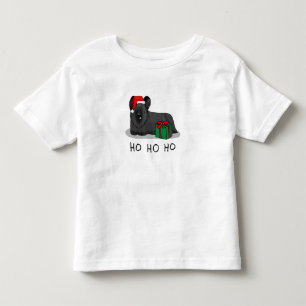 Camiseta Infantil Natal Santa Claus Hat Skye Terrier (preto)