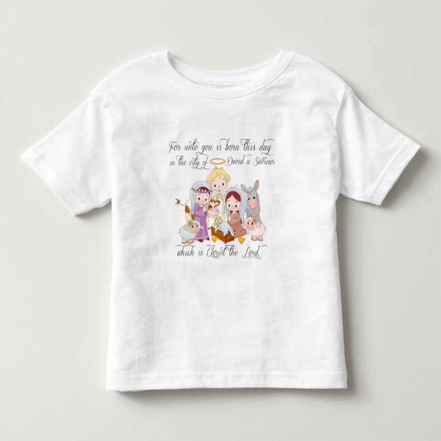 Camiseta Infantil Natividade de Jesus do bebê (Frente)