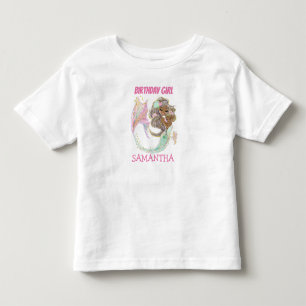 Camiseta Infantil Náutica Branca de Sereia Birthday Girl