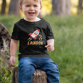 Camiseta Infantil Nave Espacial Personalizada Idade Cumprimentos Ani