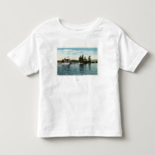 Camiseta Infantil Navio a vapor do tio Sam na aterragem da ilha do