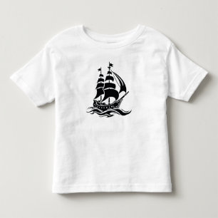 Camiseta Infantil Navio à Vela Sombra – Ilustração Oceânica Vintage