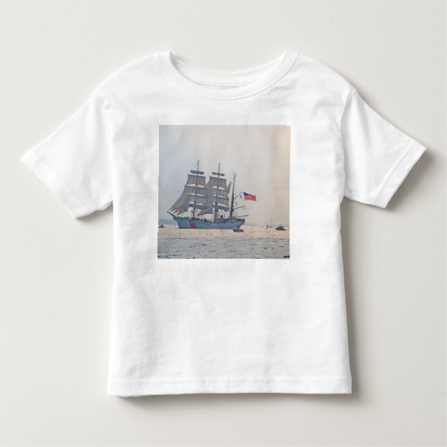 Camiseta Infantil Navio alto, navio Clipper, Vela, Guarda costeira d (Frente)