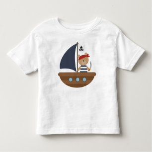 Camiseta Infantil Navio de Pirata de Urso Cuja Porta Pirata