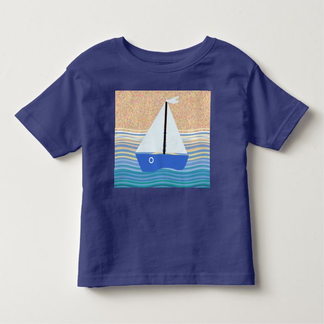Camiseta Infantil Navio de vela em ondas oceânicas (Frente)