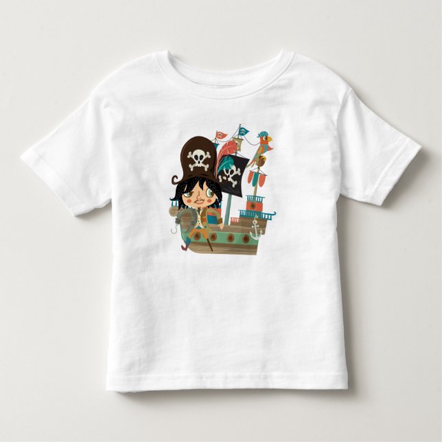 Camiseta Infantil Navio Pirata e Pirata (Frente)
